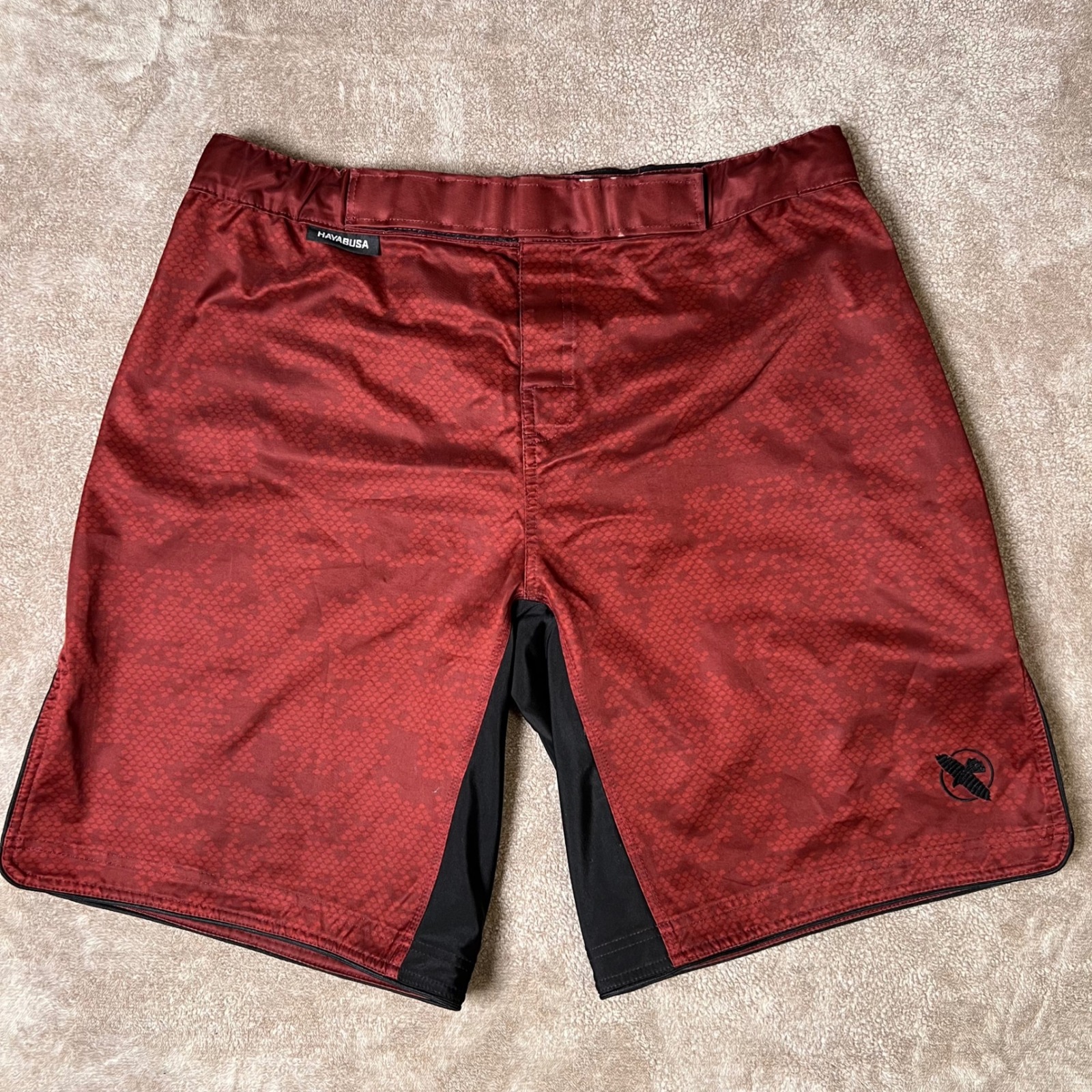 Hayabusa Mma Fight Shorts Mens Xl 34* Red Hexagon Pattern Grappling Training